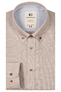 Giordano Loretto Button Down Luxury Pinpoint Dobby Shirt Sand