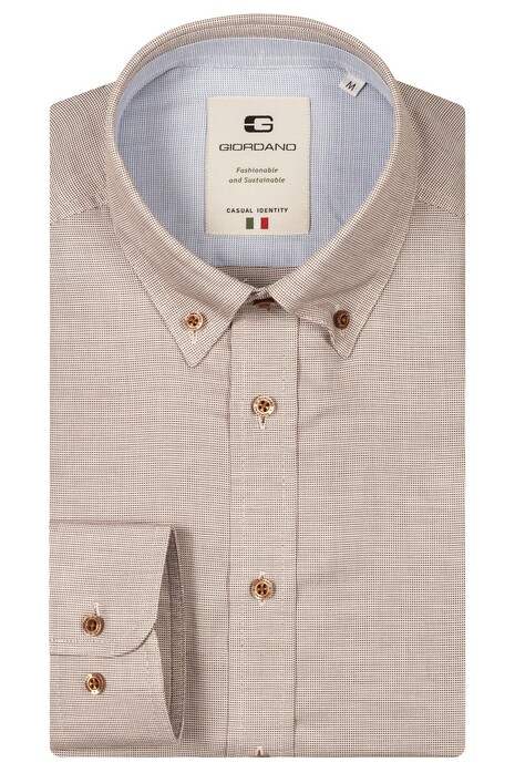 Giordano Loretto Button Down Luxury Pinpoint Dobby Shirt Sand
