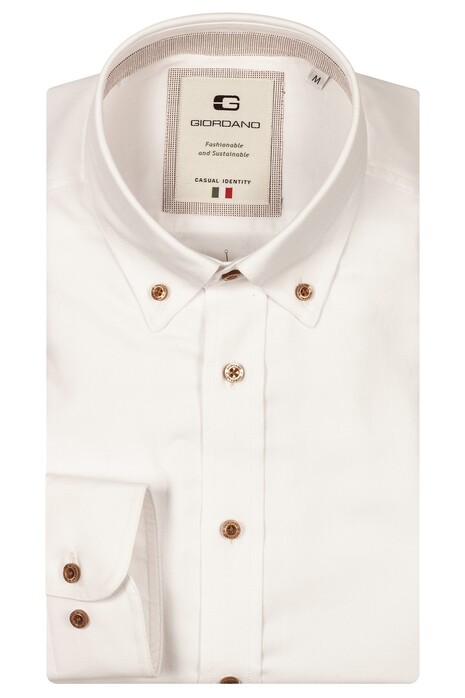 Giordano Loretto Button Down Luxury Pinpoint Dobby Shirt White