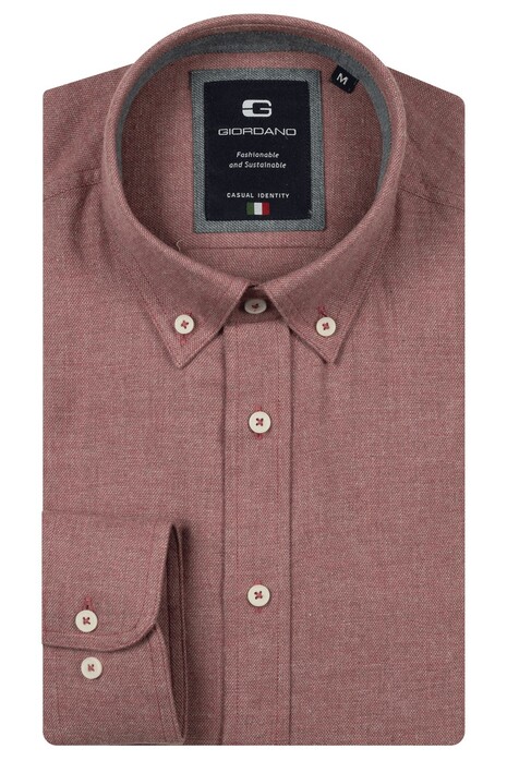 Giordano Loretto Button-Down Melange Flanel Twill Overhemd Deep Mauve