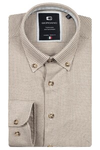Giordano Loretto Mini Pattern Button-Down Overhemd Donker Bruin