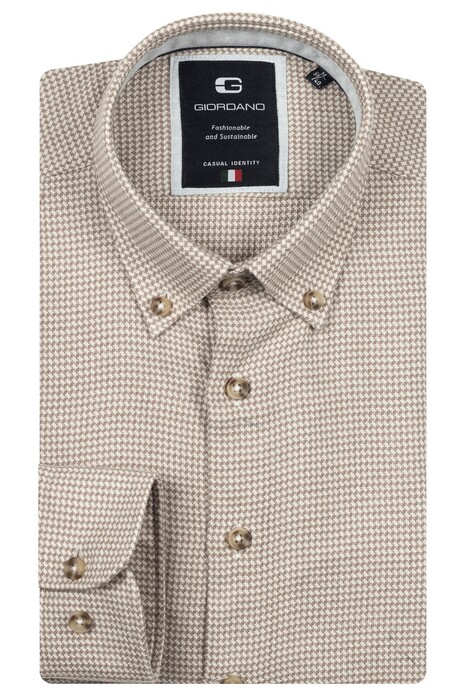 Giordano Loretto Mini Pattern Button-Down Overhemd Donker Bruin