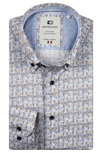 Giordano Loretto Paperclip Pattern Button-Down Satin Stretch Overhemd Navy-Multi