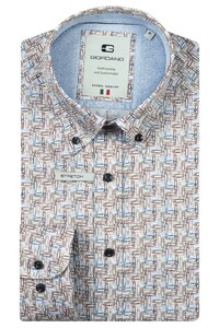 Giordano Loretto Paperclip Pattern Button-Down Satin Stretch Shirt Deep Mauve-Multi