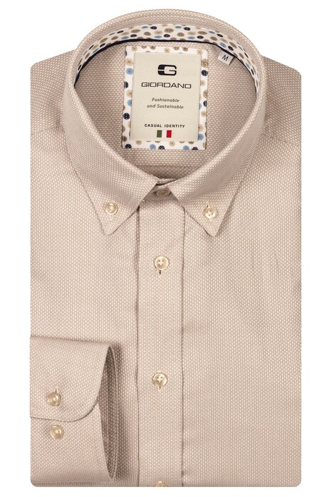 Giordano Loretto Plain Dobby Texture Button Down Two-Ply Cotton Overhemd Kitt