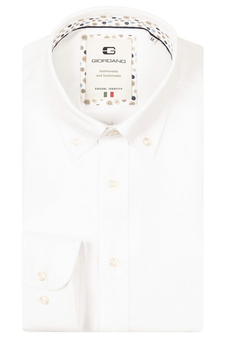 Giordano Loretto Plain Dobby Texture Button Down Two-Ply Cotton Overhemd Wit