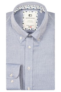 Giordano Loretto Plain Dobby Texture Button Down Two-Ply Cotton Shirt Bright Cobalt