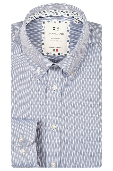 Giordano Loretto Plain Dobby Texture Button Down Two-Ply Cotton Shirt Bright Cobalt