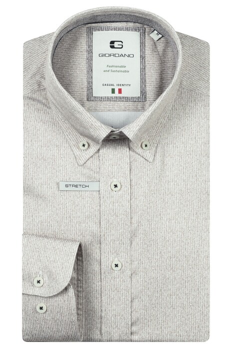 Giordano Loretto Satin Stretch Micro Herringbone Overhemd Camel