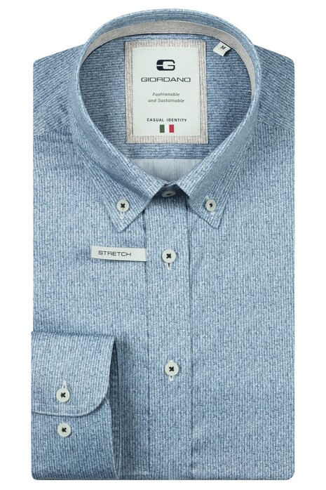 Giordano Loretto Satin Stretch Micro Herringbone Overhemd Dark Denim