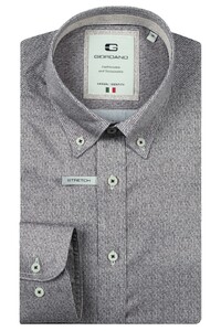 Giordano Loretto Satin Stretch Micro Herringbone Overhemd Donker Bruin