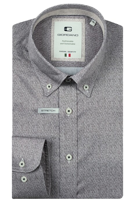 Giordano Loretto Satin Stretch Micro Herringbone Overhemd Donker Bruin