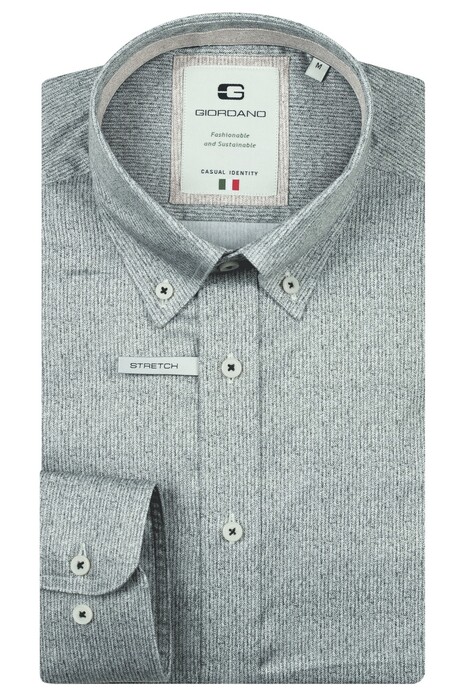 Giordano Loretto Satin Stretch Micro Herringbone Overhemd Donker Groen