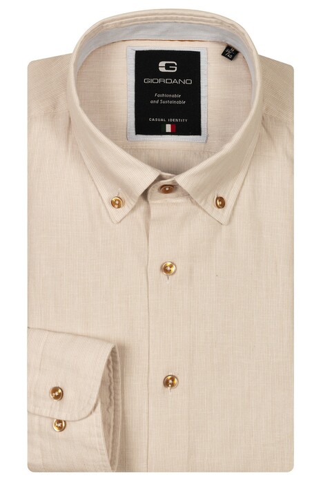 Giordano Loretto Soft Washed Cotton Linnen Button Down Fine Stripe Overhemd Kitt