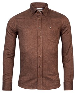 Giordano Lucca Button Down Two-Tone Herringbone Overshirt Dark Brown Melange