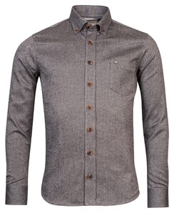 Giordano Lucca Button Down Two-Tone Herringbone Overshirt Zwart