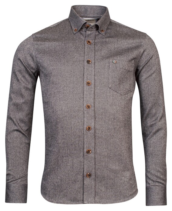 Giordano Lucca Button Down Two-Tone Herringbone Overshirt Zwart