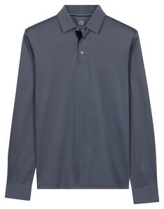 Giordano Luke Long Sleeve Solid Color Liquid Cotton Polo Steel Blue