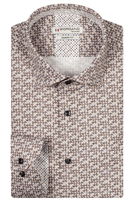 Giordano Maggiore Allover Mini Paisley Overhemd Donker Bruin