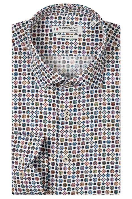 Giordano Maggiore Colorful Floral Pattern Overhemd Optical White-Multi