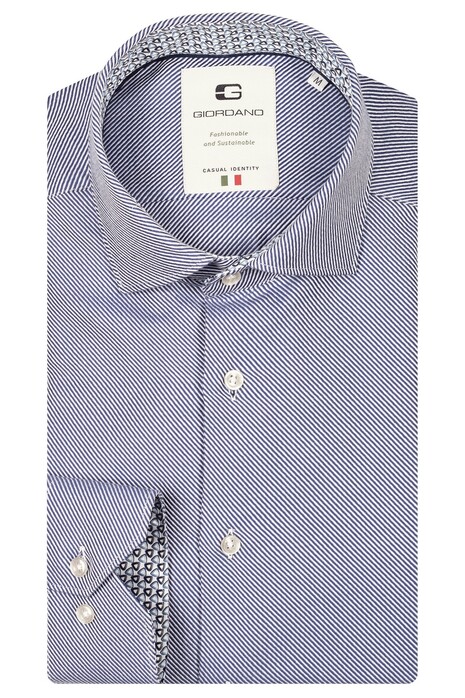 Giordano Maggiore Diagonal Stripe Double Twill Two-Ply Cotton Overhemd Bright Cobalt