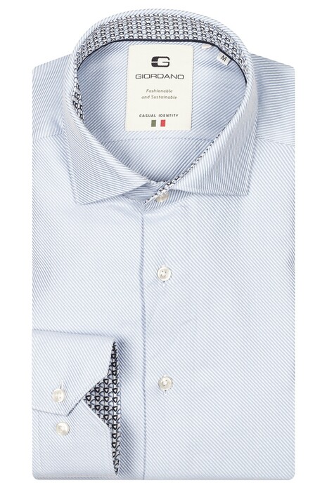 Giordano Maggiore Diagonal Stripe Double Twill Two-Ply Cotton Overhemd Licht Blauw