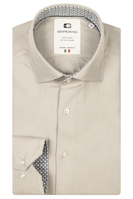 Giordano Maggiore Diagonal Stripe Double Twill Two-Ply Cotton Overhemd Pastel Groen