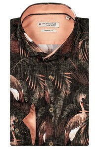 Giordano Maggiore Fancy Floral Fauna Overhemd Zwart-Bruin