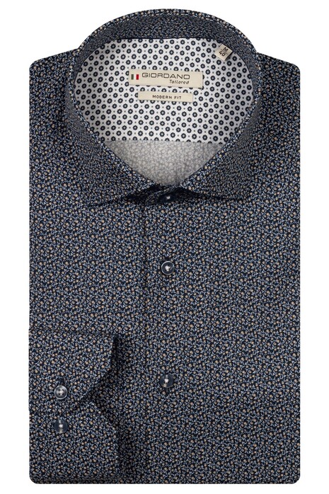 Giordano Maggiore Fine Twill Micro Flower Pattern Overhemd Donker Bruin