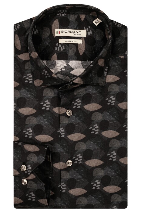 Giordano Maggiore Large Abstract Fantasy Subtle Stretch Shirt Black