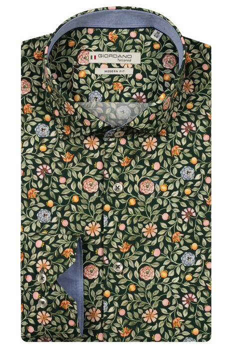Giordano Maggiore Liberty Flower Pattern Overhemd Groen-Multi