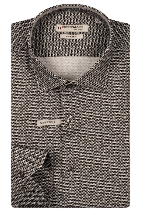 Giordano Maggiore Mini Abstract Pattern Subtle Stretch Overhemd Licht Grijs