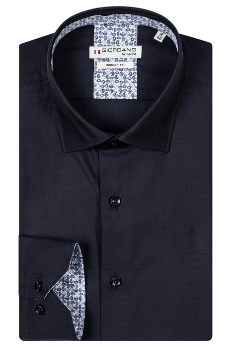 Giordano Maggiore Plain Twill Subtle Contrast Overhemd Dark Navy