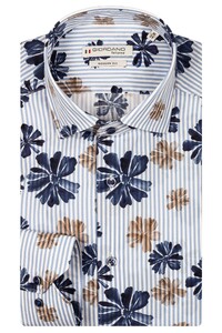 Giordano Maggiore Poplin Flower Stripes Fantasy Semi Cutaway Collar Overhemd Navy-Multi