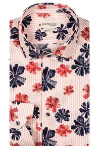 Giordano Maggiore Poplin Flower Stripes Fantasy Semi Cutaway Collar Shirt Red-Multi