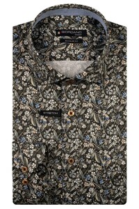 Giordano Maggiore Satin Stretch Allover Flower Pattern Shirt Green-Multi