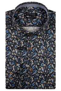 Giordano Maggiore Satin Stretch Allover Flower Pattern Shirt Navy-Multi