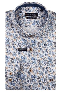 Giordano Maggiore Satin Stretch Allover Flower Pattern Shirt Optical White-Multi