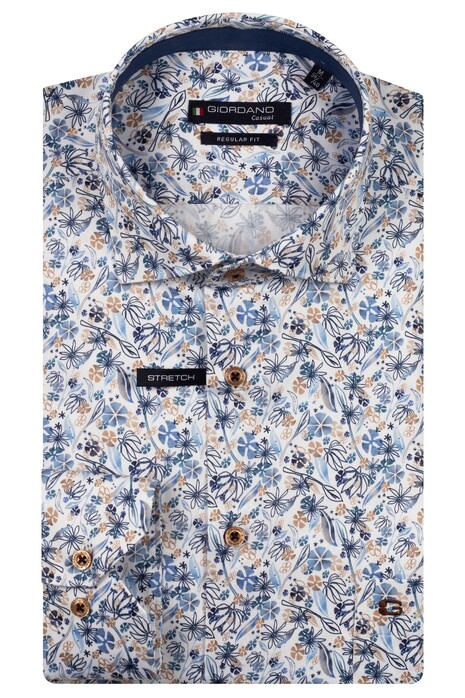 Giordano Maggiore Satin Stretch Allover Flower Pattern Shirt Optical White-Multi
