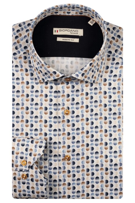 Giordano Maggiore Satin Stretch Graphic Pattern Shirt Blue-Multi