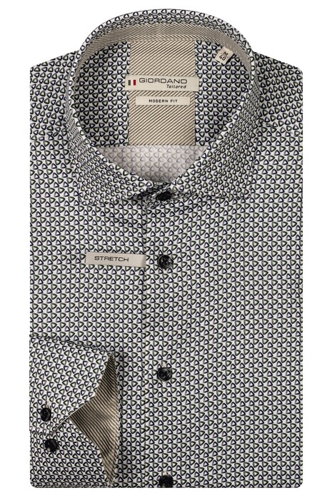 Giordano Maggiore Satin Stretch Graphic Triangles Pattern Overhemd Apple Green-Multi