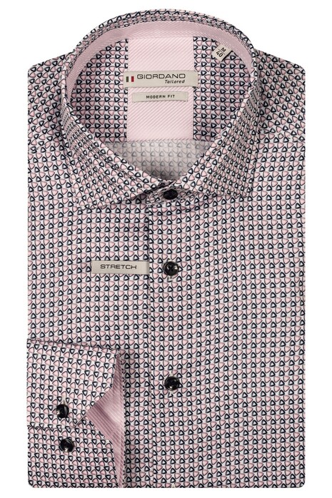 Giordano Maggiore Satin Stretch Graphic Triangles Pattern Overhemd Rood-Multi