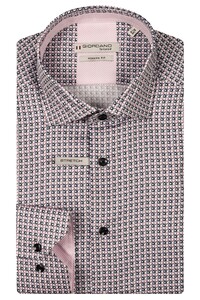 Giordano Maggiore Satin Stretch Graphic Triangles Pattern Shirt Red-Multi