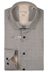 Giordano Maggiore Satin Stretch Graphic Triangles Pattern Shirt Sand-Multi