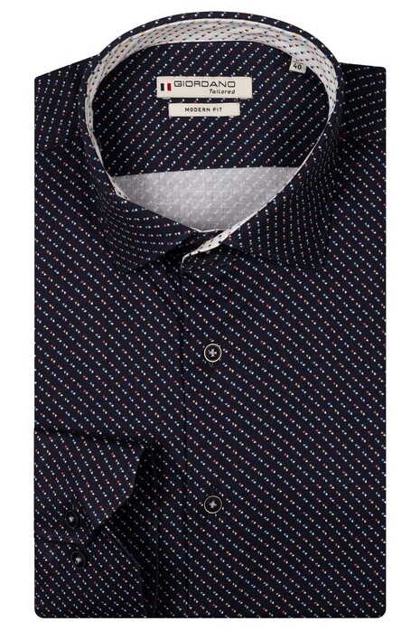 Giordano Maggiore Satin Subtle Stretch Mini Graphic Overhemd Pastel Blue-Multi