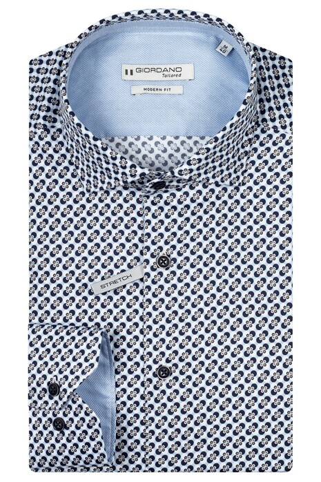 Giordano Maggiore Semi Cutaway Abstract Flower Pattern Overhemd Dark Navy