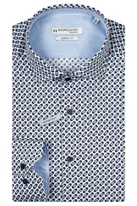 Giordano Maggiore Semi Cutaway Abstract Flower Pattern Shirt Dark Navy