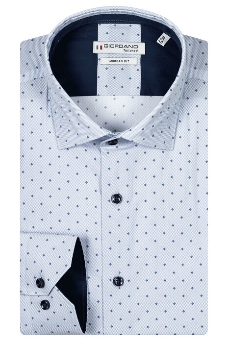 Giordano Maggiore Semi Cutaway Classic Mini Pattern Overhemd Licht Blauw