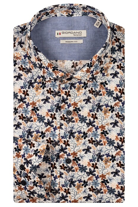 Giordano Maggiore Semi Cutaway Collar Flower Pattern Overhemd Navy-Multi