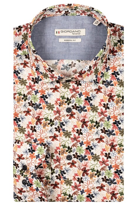 Giordano Maggiore Semi Cutaway Collar Flower Pattern Overhemd Rood-Multi